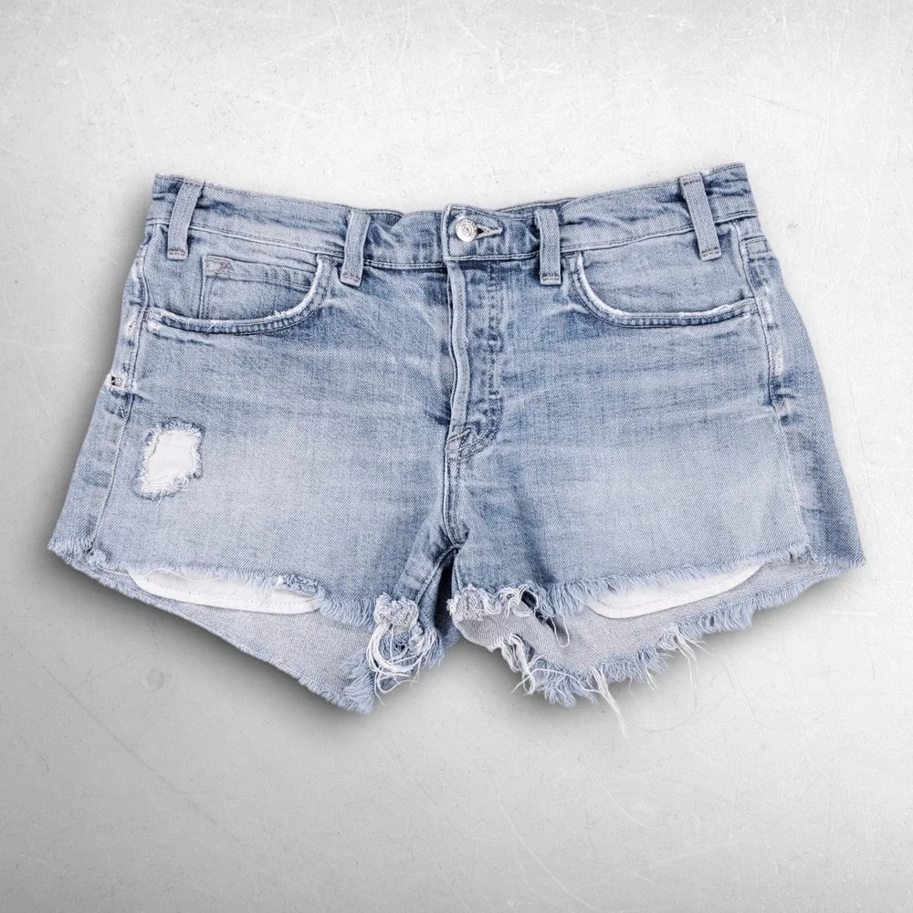 Vince Cutoff Denim Shorts Women 27 Lt Blue Summer Beach Casual Distressed Boho